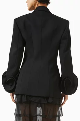 Buy Valentino Garavani Black Grisaille Rose Jacket in Wool