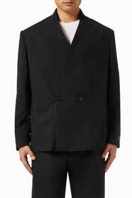 Buy KENZO Black Kimono Tailored Jacket in Virgin Wool For