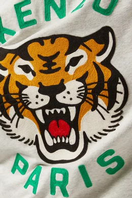 Buy KENZO Grey Unisex Lucky Tiger Embroidered Sweatshirt in Cotton For Men Online Ounass Saudi