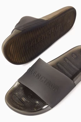 Buy Balenciaga Black Pool Transparent Slide Sandals in
