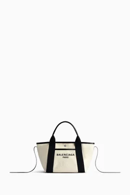 Buy Balenciaga Neutral Medium Biarritz Tote Bag in Cotton
