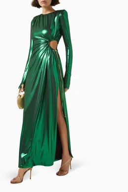 Buy Daname Green Octavia Wet-look Maxi Dress For Women Online | Ounass Saudi