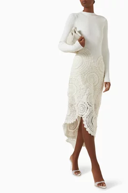 white christmas dresses SEQUIN CROCHET MIDI DRESS – White Boutiques main image 1