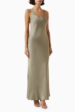 Buy Mossman Green Toulouse Midi Dress in Satin For Women Online | Ounass  Saudi