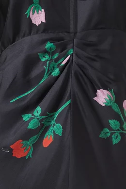 Buy Oroton Black Rosebud Tie-neck Midi Dress in Silk For Women Online |  Ounass Saudi