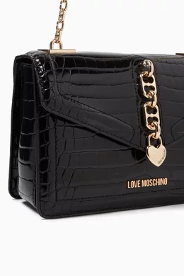 Buy Love Moschino Black Small Chain Shoulder Bag in Croc embossed Faux Leather For Women Online Ounass Saudi