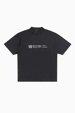 Buy Balenciaga Black Unisex Institutional Medium-fit T-shirt in