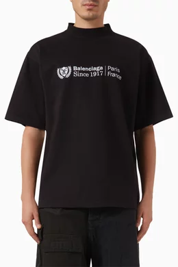 Buy Balenciaga Black Unisex Institutional Medium-fit T-shirt in