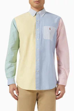 Buy Polo Ralph Lauren Multicolour Colour block Long sleeve Shirt in Cotton For Men Online Ounass Saudi