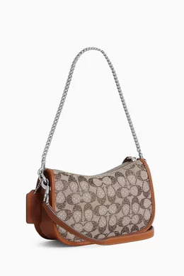 Buy Coach Brown Swinger Crystal Bag in Signature Jacquard For
