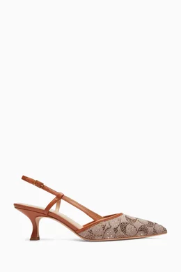 Buy Coach Brown Rosie 60 Crystal Slingback Pumps in Signature Jacquard Leather For Women Online Ounass Saudi