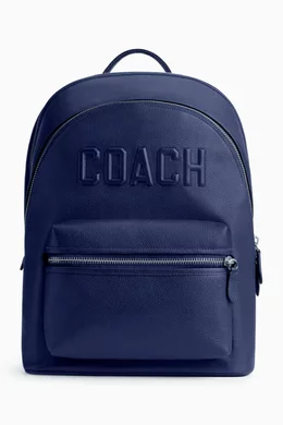 Buy Coach Blue Charter Backpack in Polished Pebble Leather For Men