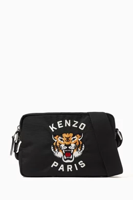 【送料&関税込】Kenzo Varsity Crossbody Bag kenzo Varsity' Black Crossbody Bag With Tiger Embroidery In