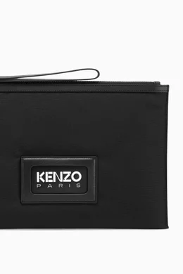 Buy KENZO Black Large 'KENZOGRAPHY' Zip Pouch in Nylon For Men