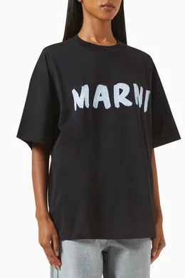 Tシャツ・カットソー MARNI OVERSIZE FIT T-SHIRT WITH LOGO PRINT Marni Oversize Fit T-Shirt | ShopSimon