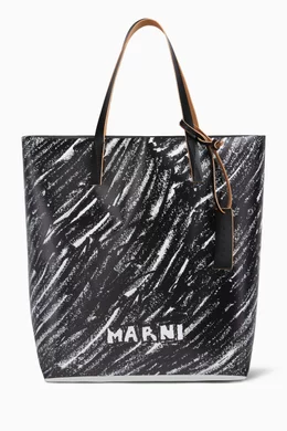 Buy Marni Black Tribeca Crayon-print Tote Bag in Faux Leather For