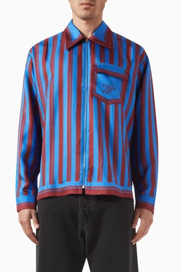 Buy Wales Bonner Multicolour Breeze Striped Zip Shirt For Men