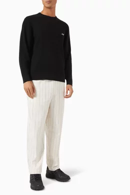 Buy Kith Black Tilden Crewneck Sweater in Cotton Knit For Men 