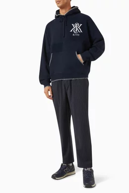 【KITH】Panelled Nelson Hoodie(送料無料） Buy Kith Blue Panelled Nelson Hoodie in Cotton Fleece For