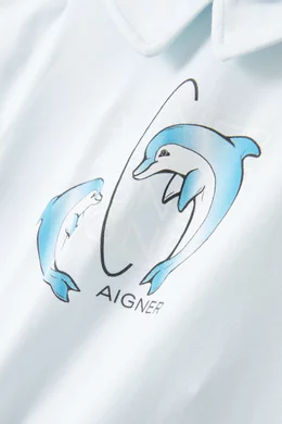 Buy AIGNER Blue Exclusive Dolphin Print Bodysuit in Cotton For Baby Boys Online Ounass Saudi
