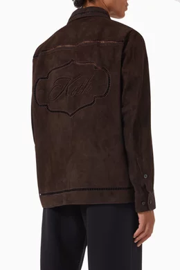 人気カラーの in Overshirt Stitch Ladder Brown Kith Buy Suede Men For ジャケット・アウター