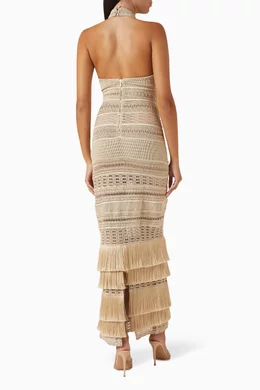 slim fit dress slacks RADIANT FRINGE HALTERNECK MAXI DRESS  PatBO