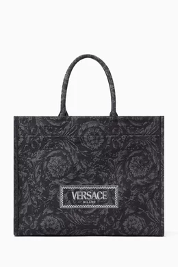 Buy Versace Black X-Large Athena Tote Bag in Barocco