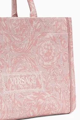 トートバッグ Versace Light Pink Barocco Jacquard Canvas Bag Barocco Athena Small Tote Bag Pink,Print | VERSACE US