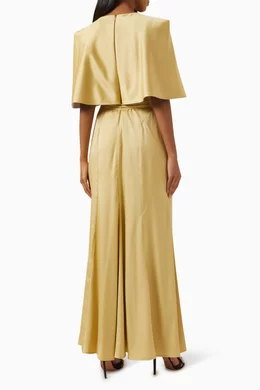 Buy Amri Gold Belted Maxi Dress in Crepe For Women Online | Ounass Saudi