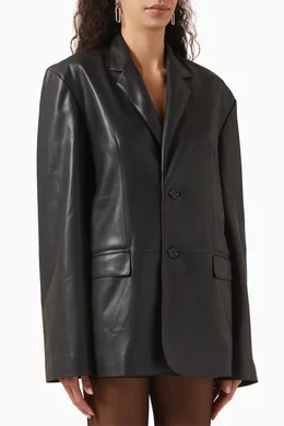 Buy The Frankie Shop Black Olympia Blazer in Faux Leather For