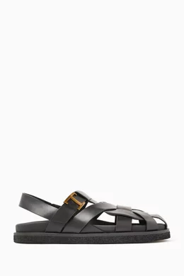 Buy Tod's Black T Timeless Sandals in Calf Leather For Women
