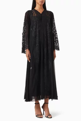Buy Ammaniyas Black Embroidered Lace Abaya For Women Online Ounass Saudi