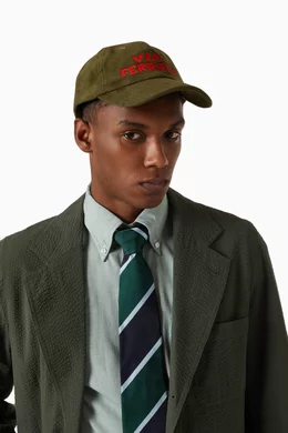 Buy Drakes Green Via Ferrata Baseball Cap in Moleskin Cotton For