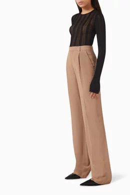 Buy SAINT LAURENT Neutral 90s Wide-leg Pants in Silk-crepe