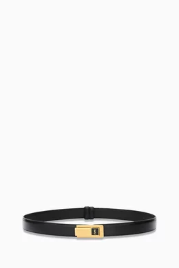 Buy SAINT LAURENT Black Charniere Buckle Belt in Smooth