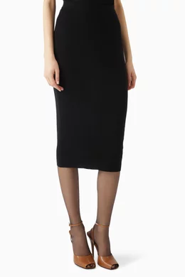 スカート Saint Laurent Wool skirt Buy SAINT LAURENT Black Pencil Midi Skirt in Ribbed Wool For