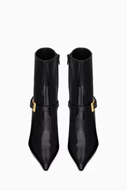 Buy SAINT LAURENT Black Lee 75 Ankle Booties in Glazed