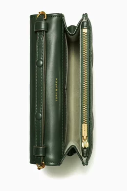 Buy Tory Burch Green Mini Kira Diamond-quilted Top-handle Wallet