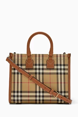 Buy Burberry Brown Mini Freya Tote Bag in Coated-canvas For