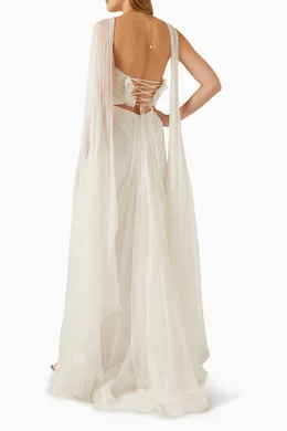 Buy Maria Lucia Hohan White Larisa Draped Gown in Silk-chiffon For Women  Online | Ounass Saudi