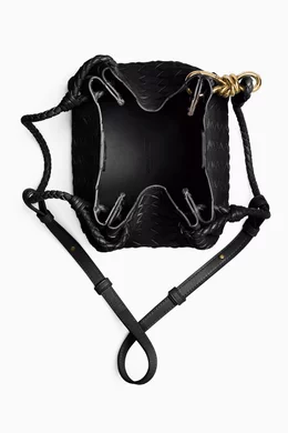 【関税&送料込】Bottega Veneta Black Leather Small Parachute BOTTEGA VENETA Parachute small intrecciato leather shoulder