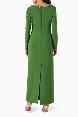 Buy HUISHAN ZHANG Green Madelyn Embellished Maxi Dress in Recycled Crepe  For Women Online | Ounass Saudi