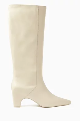 Cream calf length boots online