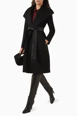 Buy Fleurette Black Wynn Belted Wrap Coat in Wool For Women Online Ounass Saudi