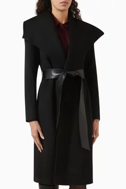 Buy Fleurette Black Wynn Belted Wrap Coat in Wool For Women Online Ounass Saudi