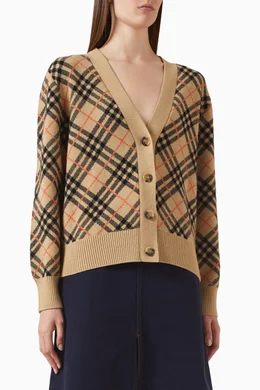 Buy Burberry Brown Check pattern Cardigan in Cashmere For Women Online Ounass Saudi