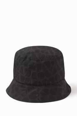 【関税&送料込】Valentino Garavani Black Felt Bucket Hat ヴァレンティノ 帽子 ロゴ バケットハット ブラック メンズ