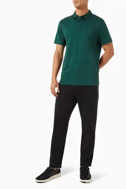 Buy Michael Kors Green Sleek Embroidered Logo Polo Shirt in Cotton