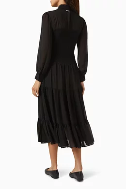 knee length dresses for ladies Michael Kors Zebra Georgette Midi Dress, Bone