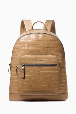 Buy Michael Kors Brown Hudson Commuter Backpack in Croc  display picture 3